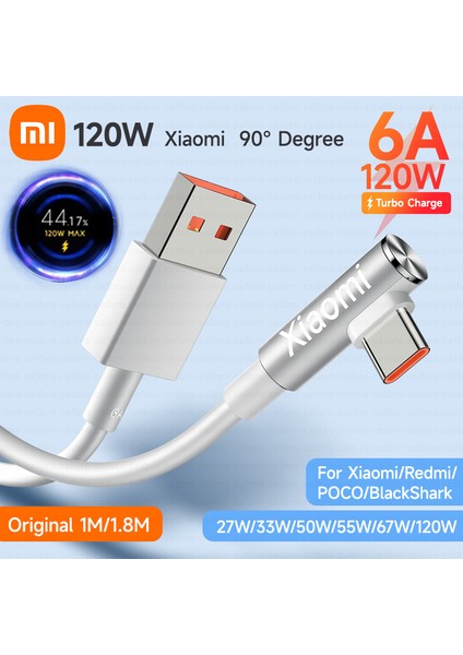 Xiaomi 120W 6A USB Tip C Hızlı Şarj Kablosu 90 Derece Dirsek Oyun Kablosu Mi 12 11 Pro Poco F4 Redmi K50 Siyah Köpekbalığı Şarj Cihazı (Yurt Dışından)