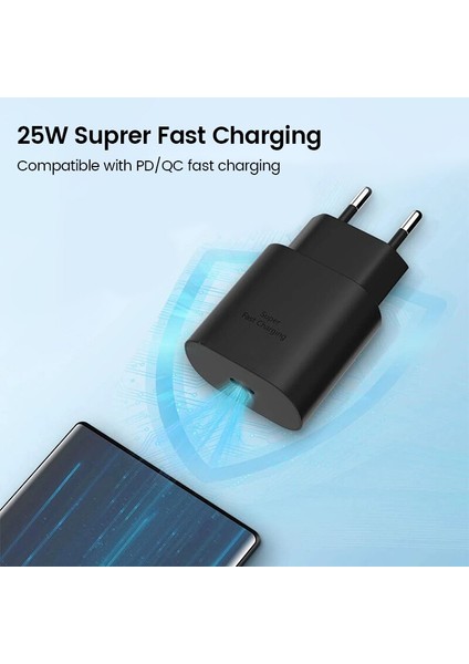 25W Pd Şarj Cihazı USB Tipi C Cargador Samsung Galaxy S22 S21 S20 Not 20 A71 A80 S8 S7 S10 Hızlı Şarj Güç Adaptörü Chargeur (Yurt Dışından) modelleri