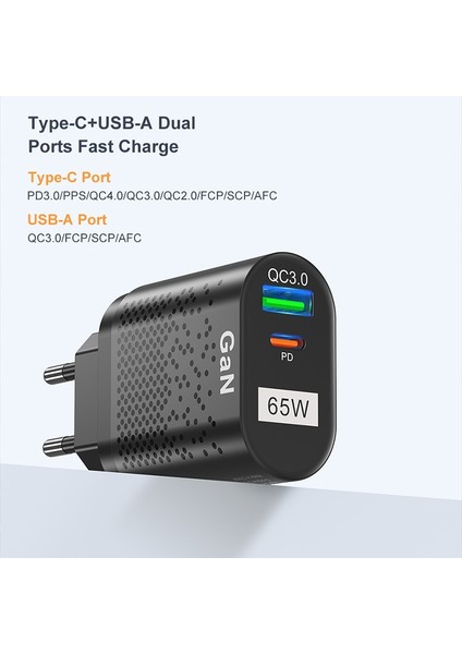 65W Galyum Nitrür USB Şarj Aleti Adaptörü Pd Qc3.0 MacBook Gan Için Hızlı Şarj Hızlı Şarj Cihazı Evrensel Huawei Samsung Dizüstü Bilgisayar Için (Yurt Dışından) fiyatları
