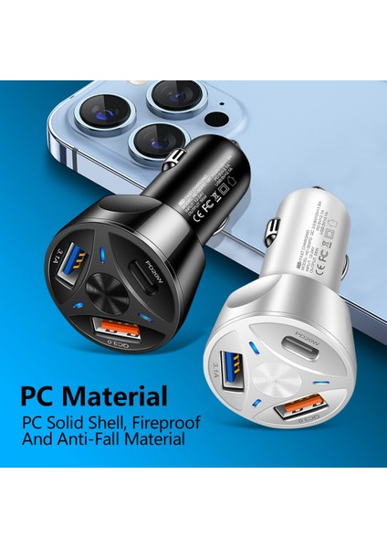 Olaf Tip C Araç Şarj Cihazı Hızlı Şarj Pd USB Araç Telefonu Adaptörü Arabada iPhone 13 Pro Xiaomi Huawei Samsung Araç Hızlı Şarj Cihazı (Yurt Dışından) fiyatları
