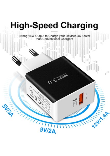 18W Hızlı Şarj 3.0 Hızlı Cep Telefonu Şarj Cihazı Ab Tak Duvar USB Şarj Aleti Adaptörü iPhone 11 Pro Xr Xs Max Samsung Redmi Huawei (Yurt Dışından) fırsatları
