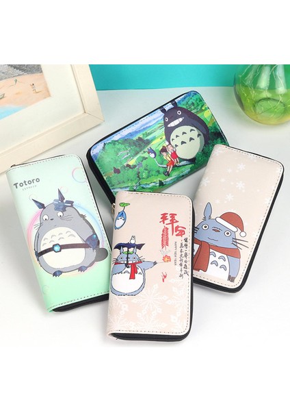Karikatür Komşum Totoro Kadın Cüzdan Pu Deri Öğrenci Cüzdan Kart Tutucu Kadın Debriyaj Çile Bozuk Para Cüzdanı Para Çantaları (Yurt Dışından)