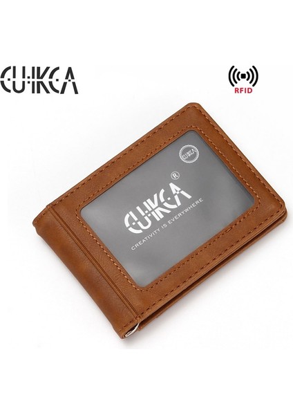Cuıkca Unisex Rfid Cüzdan Para Klipsi Kadın Erkek Metal Klip Ince Deri Cüzdan Iş Kimlik Kredi Kartı Kılıfları Seyahat Cüzdanı (Yurt Dışından) fiyatları