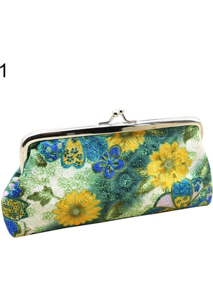 Microgood Retro Kadın Çiçek Nakit Değişim Bozuk Para Cüzdanı Cüzdan Debriyaj Çanta Kart Anahtarlık (Yurt Dışından)
