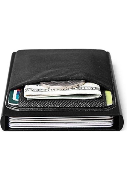 Esneklik Geri Kese Kimlik Kredi Kartı Tutucu Mini Rfıd Cüzdan Otomatik Pop Up Banka Kartı Kılıfı ile Ince Alüminyum Cüzdan (Yurt Dışından)