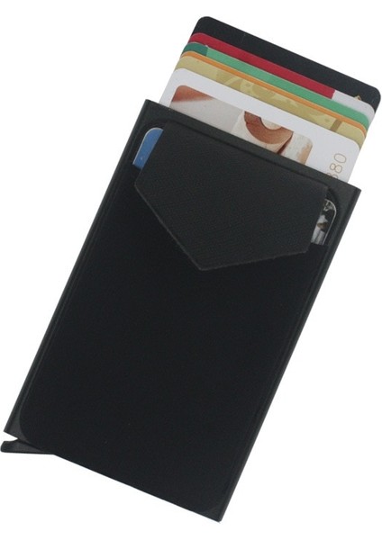 Esneklik Geri Kese Kimlik Kredi Kartı Tutucu Mini Rfıd Cüzdan Otomatik Pop Up Banka Kartı Kılıfı ile Ince Alüminyum Cüzdan (Yurt Dışından) modelleri
