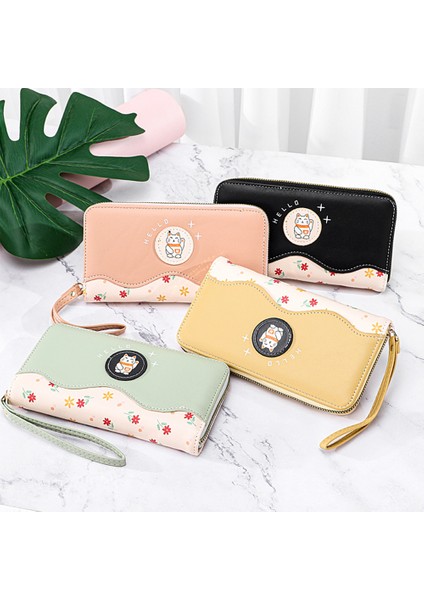 Yfashion Basit Kontrast Renk Uzun Cüzdan Kadınlar Için Klasik Çoklu Kart Yuvası Çanta Fermuar Cep Telefonu Çantası (Yurt Dışından) modelleri