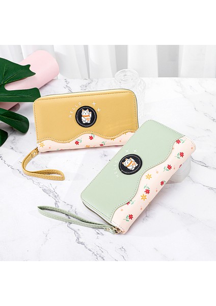 Yfashion Basit Kontrast Renk Uzun Cüzdan Kadınlar Için Klasik Çoklu Kart Yuvası Çanta Fermuar Cep Telefonu Çantası (Yurt Dışından) indirimleri