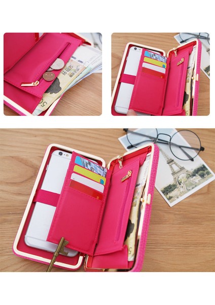 Yeni Varış Kadın Uzun Cüzdan Metal Toka Bayanlar Debriyaj Ilmek Fermuar Pu Çanta Bileklik Vahşi Moda Cüzdan (Yurt Dışından) modelleri