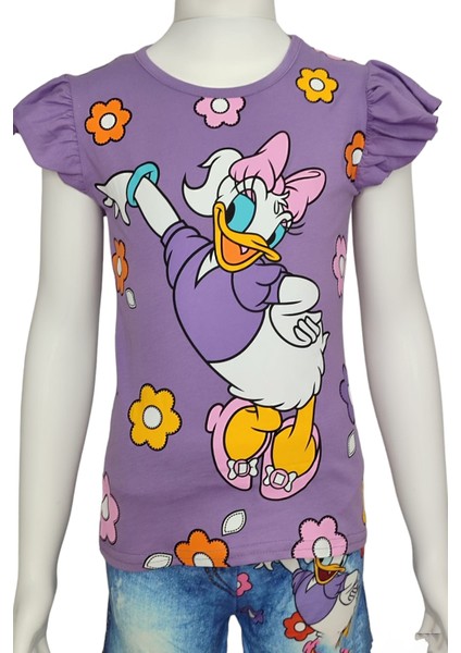 Daisy Duck Dijital Baskılı Kot Görünümlü Şort T-Shirt Takım indirimleri