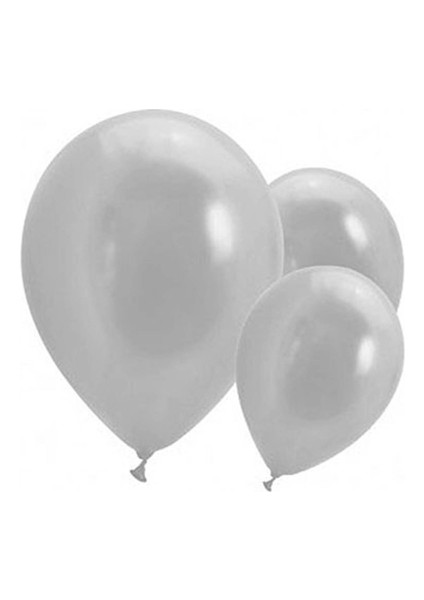Metalik Gümüş Balon 30 cm (12 Inch) 10'lu