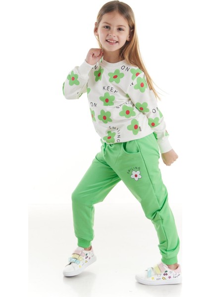 Kids Kız Çocuk Eşofman Takımı Çiçek Baskılı Alt Üst Ikili Takım Pamuklu Mevsimlik AK2502 modelleri
