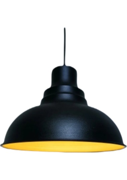 Retro,vintage,rustik Masa Üstü Siyah 1XE27 Duylu Tekli Metli Sarkıt Avize ÇAP:34CM