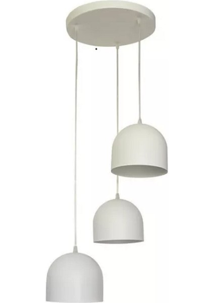 Modern,rustik,vintage,retro Beyaz 3XE27 Duylu Metal Sarkıt Avize Taban ÇAPI:30CM