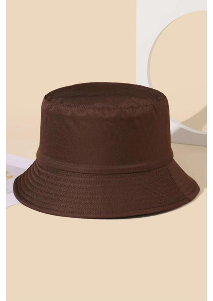 Unisex Basic Kahverengi Bucket Şapka