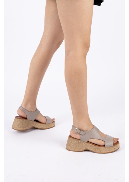 Lena Kadın Deri Silver Sandalet