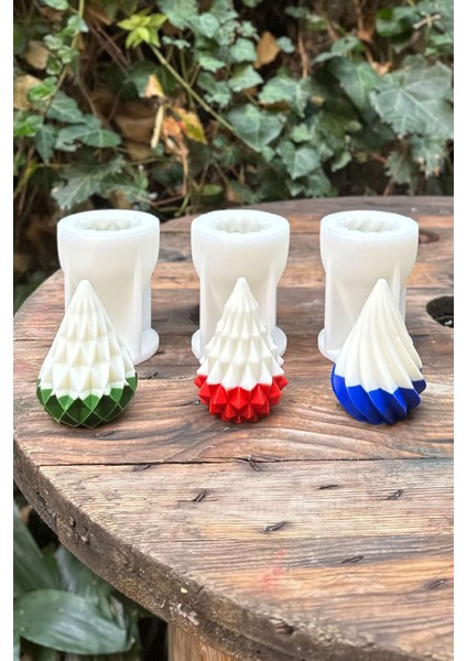 Yılbaşı Ağacı Set-2 Mum Kalıpları ( 3 Adet Kalıp ) (Silikon)