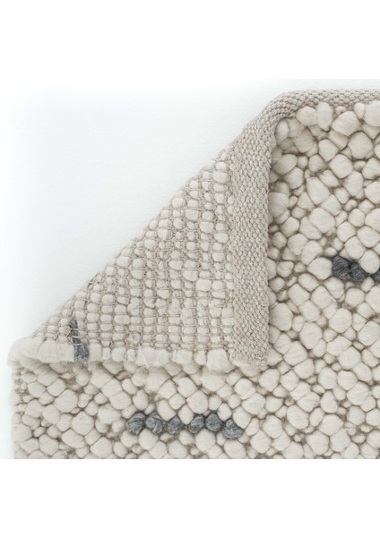 Elegance 06 Krem Antrasit Yün Halı Salon Halısı Koridor Halı Yolluk El Dokuma Halı Örgü El Halısı fırsatları