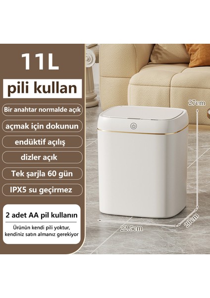 11 Lt Akıllı Sensörlü Çöp Kutusu Oturma Odası ve Banyo Için Su Geçirmez Akıllı Çöp Kutusu - Gold (Yurt Dışından) modelleri