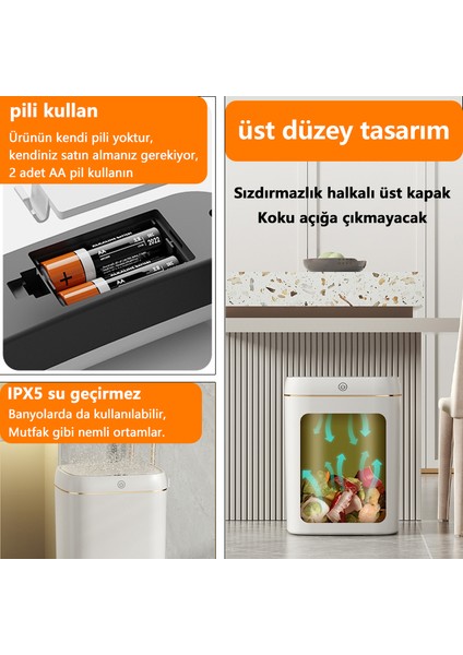 11 Lt Akıllı Sensörlü Çöp Kutusu Oturma Odası ve Banyo Için Su Geçirmez Akıllı Çöp Kutusu - Gold (Yurt Dışından) indirimleri