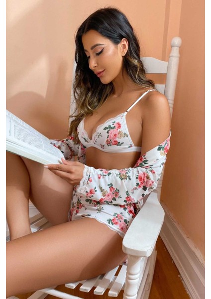 Çiçek Basklı Sütyenli Sortlu 2 Li Pijama Takımı fiyatları