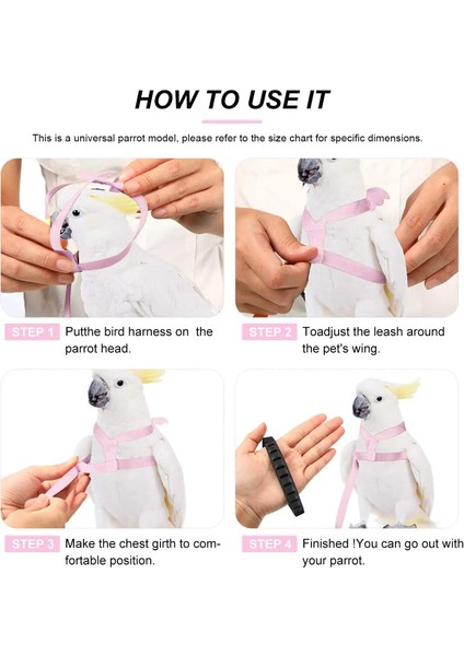 Pembe Tarzı No.5 Boyutu Ayarlanabilir Papağan Kuş Koşum Tasma Seti Anti-Bite Eğitim Koşum Papağanlar Için Açık Uçan Halat Papağan Küçük Kuşlar Için (Yurt Dışından)