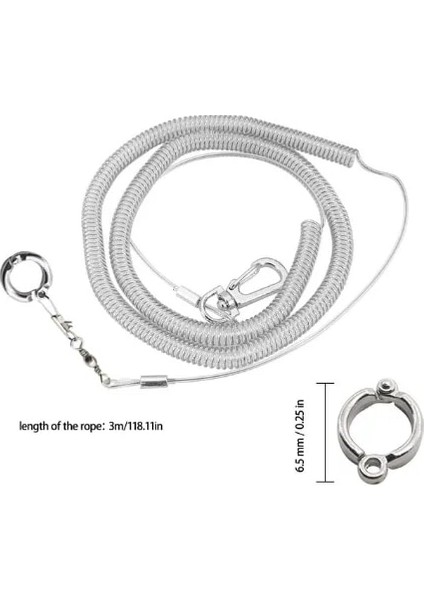 6,5 mm Stili Bacak Halkalı 3m Esnek Kuş Tasma Ultra-Hafif Papağan Kuş Koşum Anti-Bite Açık Uçan Eğitim Halatı Papağan Için (Yurt Dışından)