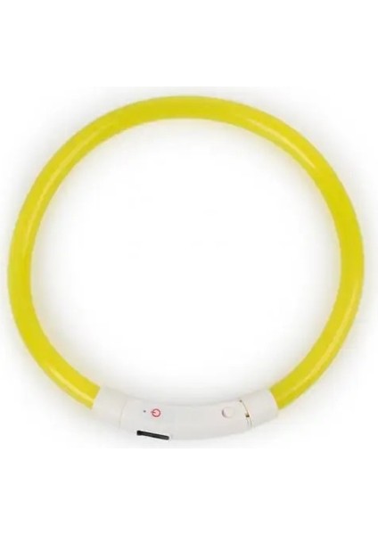 Sarı M Stili Su Geçirmez USB Şarj Pet Köpek Yavrusu Boyunluk Ev Bahçe Şarj Edilebilir LED Gece Yanıp Sönen Aydınlık (Yurt Dışından)