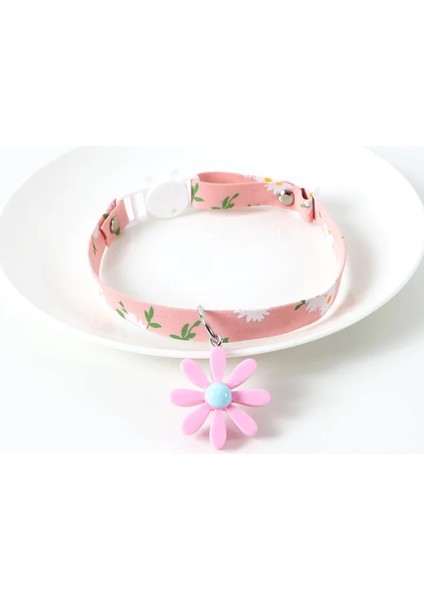 Pembe Papatya Stili 17-33CM Evcil Hayvan Tasması Kedi Tasması Japon Tarzı Ayarlanabilir Evcil Hayvan Tasması Çiçek Içi Boş Çan Kedi Köpek Askısı Tavşan Çekiş Halatı (Yurt Dışından)