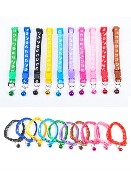 No.10 Tarzı Renkli Pet Yaka Çan ile Kedi Kolye Kedi Pençe Baskı Ayarlanabilir Yaka Köpek Yaka Çan Konumlandırma Pet Yaka Pet Malzemeleri (Yurt Dışından) modelleri