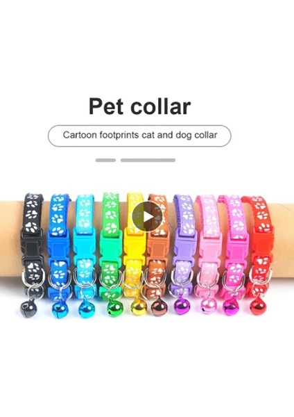 No.10 Tarzı Renkli Pet Yaka Çan ile Kedi Kolye Kedi Pençe Baskı Ayarlanabilir Yaka Köpek Yaka Çan Konumlandırma Pet Yaka Pet Malzemeleri (Yurt Dışından) fırsatları