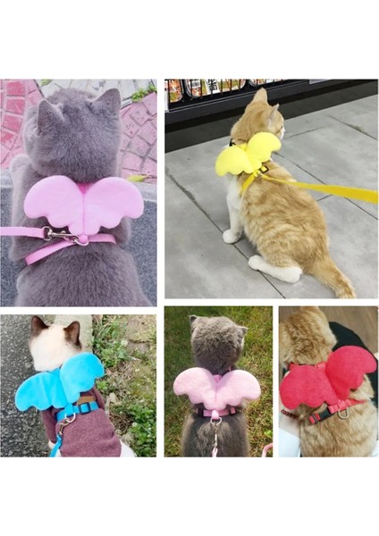 Gök Mavisi Tarzı Xs Beden Sevimli Meleğin Kanatları Kedi Koşum Tasma ile Ayarlanabilir Yaka Naylon Halat Kedi Yavrusu Köpek Domuz Gelincik Küçük Pet Hayvan Aksesuarları (Yurt Dışından) modelleri