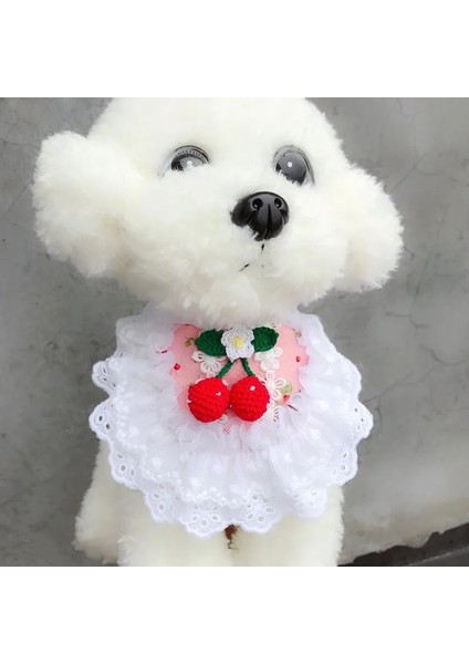 A2 Stili M Beden Kiraz Önlüğü Dantel Dekor Pet Yaka Önlük Sevimli Bandana Önlükler Köpek Yaka Kedi Eşarp Pet Kolye Kravat Papyon Köpek Düğün Aksesuarları (Yurt Dışından)