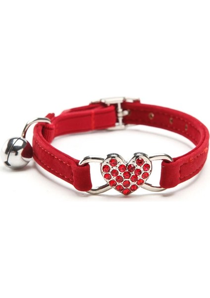 Kırmızı Stil Kalp Charm ve Çan Kedi Yaka Güvenlik Elastik Yumuşak Kadife Malzeme ile Ayarlanabilir 8 Renk Evcil Hayvan Ürünü Küçük Köpek Tasması (Yurt Dışından)