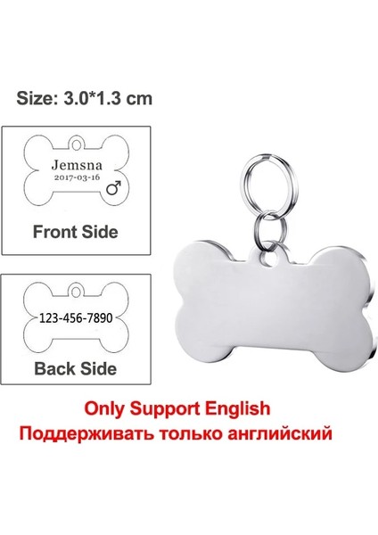 Gümüş Kemik Tarzı Resim Olarak Isim Çanlı Kedi Tasması Küçük Köpek ve Yavru Kediler Için Evcil Hayvan Ürünü Kedi Tasmaları ve Kurşun Köpek Tasmaları J (Yurt Dışından)