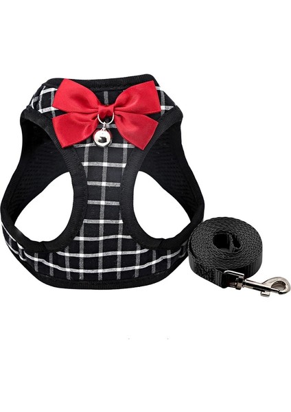 Siyah Ekose Tarzı S Beden Moda Desen Kedi Koşum ve Tasma Seti Nefes Alabilir Ayarlanabilir Pet Yelek Koşum Küçük Köpekler Kediler Yürüyüş Koşumları Için (Yurt Dışından)