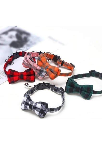 R Stili M Beden Ekose Izgara Kedi Yaka Çan ile Moda Ayarlanabilir Pet Yaka Papyon ile Kedi Kafası Pamuk Çizgili Ilmek Dekor Kolye (Yurt Dışından) fiyatları