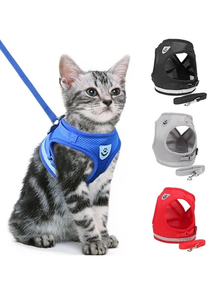 Gümüş Tarzı L Beden Yansıtıcı Kedi Köpek Ayarlanabilir Koşum Yelek Yürüyüş Kurşun Tasma Naylon Örgü Yavru Yavru Köpek Pet Giysileri Göğüs Kemeri Açar (Yurt Dışından) modelleri