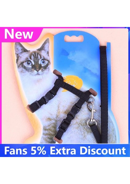 Siyah Stil 1 Adet Yenı Kedi Köpek Tasma ve Ayarlanabilir Yaka Koşum Naylon Pet Çekiş Kedi Yavrusu Halter Kediler Ürünleri Kedi Yavrusu Küçük Köpekler Için (Yurt Dışından) fiyatları