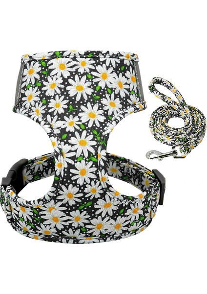 Siyah Stil S Beden Sevimli Baskılı Kedi Koşum ve Tasma Seti Ayarlanabilir Naylon Örgü Pet Yavru Kedi Yürüyüş Koşum Yelek Tasma Küçük Kediler Köpekler Için Yavru Kedi (Yurt Dışından)