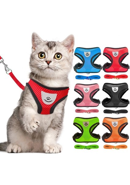 Pembe Tarzı M Beden 6 Renkler Pet Koşum ve Tasma Seti Kedi Köpek Chihuahua Yavru Köpek Için Nefes Örgü Ayarlanabilir Yelek Pet Malzemeleri (Yurt Dışından)