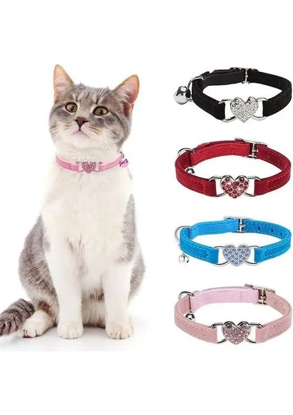 Siyah Stil Köpek Tasması Kristal Elastik Yaka Kadife Çan Kalp Şekli Evcil Hayvan Gerdanlığı Yumuşak Çan Streç Pet Köpek Tasması Ошейник Для Собак (Yurt Dışından) fiyatları