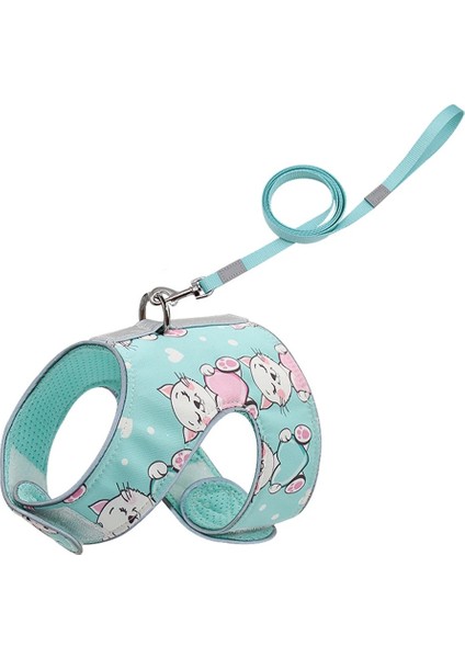 Yeşil Stil M Beden Yeni Kedi Köpek Koşum ve Tasma Seti Mascotas Polyester Yansıtıcı Kedi Yelek Yürüyüş Hafif Kaçış Korumalı Koşum Tasma Seti (Yurt Dışından)