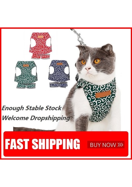 C Stili S Beden Kedi Yelek Koşum Tasma Seti Yavru Yavru Köpekler Koşum Açar Küçük Köpekler Için Nefes Pet Ceket Giysileri Yaka Kedi Tasma Seti (Yurt Dışından)
