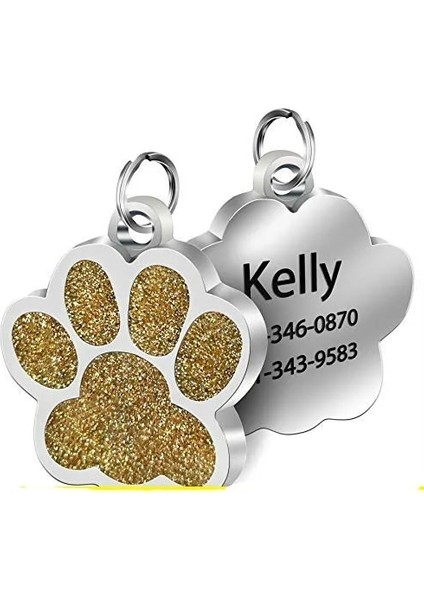 Altın Tarzı Özel Metin Kişiselleştirilmiş Köpek Kedi Etiketleri Oyulmuş Kedi Köpek Yavrusu Evcil Hayvan Kimliği Adı Yaka Etiketi Kolye Evcil Hayvan Aksesuarları Paw Glitter Kolye (Yurt Dışından)