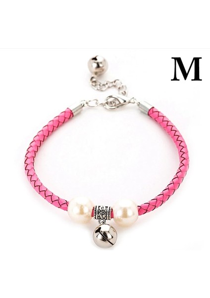 Pembe M Tarzı Legendog Pet Dokuma Yaka Sahte Inci Dekor Yaka Ayarlanabilir Kedi Yaka Moda Çan ile Köpek Yaka Kedi Küçük Pet Yaka (Yurt Dışından)