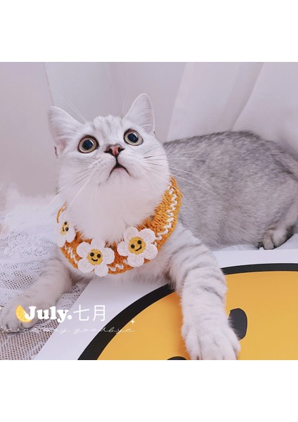 Mesaj Rengi Stili M UZUN30CM Pet El Yapımı Kedi Köpek Tükürük Havlu Yaka Yün Örme Sevimli Takı Kedi Kolye Kedi Tasması (Yurt Dışından)