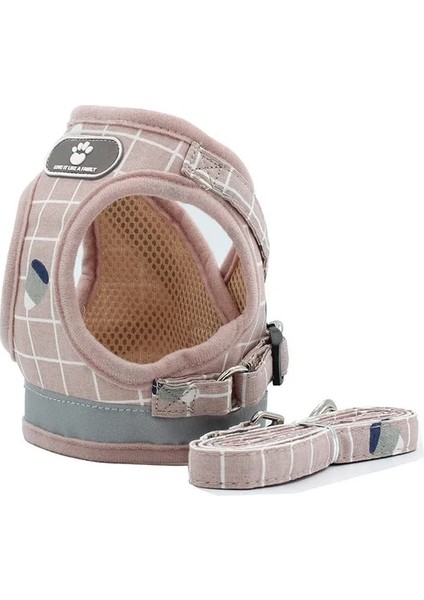 Pembe Ekose Tarzı L-Takım 4.5-7.0kg Kediler Için Yansıtıcı Pet Kedi Koşum ve Tasma Seti Evcil Hayvanlar Için Ürünler Mesh Kedi Koşum Gotas Accesorios Kedi Koşum (Yurt Dışından)