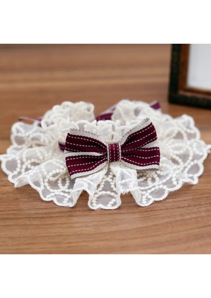 Bordo Tarzı L Beden Moda Kedi Köpek Eşarp Atkısı Kediler Yavru Kedi Çiçek Dantel Yay Çan Yaka Köpek Yavrusu Dize Önlük Kolye (Yurt Dışından)