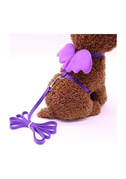 Mor Tarzı S Göğüs 20-34CM Sevimli Melek Kanadı Küçük Köpek Kedi Koşum ve Tasma Seti Ayarlanabilir Köpek Koşum Naylon Kayış Yaka Pet Kediler Için Yürüyüş Tasma Talepleri (Yurt Dışından)